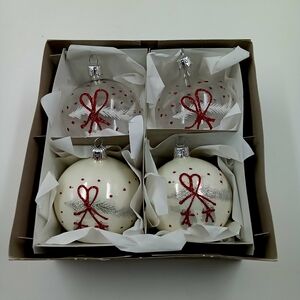 Elegant Holiday Ornament Set with Red and Silver Accents